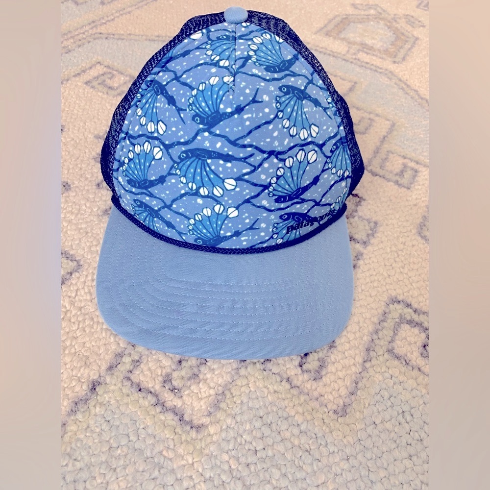 Patagonia Trucker Baseball Hat Blue Printed Adjustable OS Coral Floral Seashell